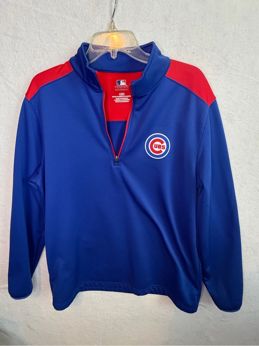 Chicago Cubs MLB Men’s Large Quarter Zip Pullover Blue Red Genuine Merchandise